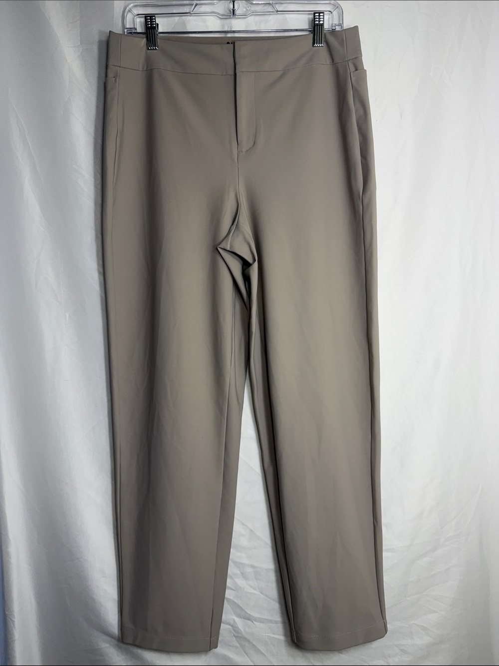 Athleta Stellar Trouser Taupe Gray Stretch Slim Straight Leg Work Travel 8T